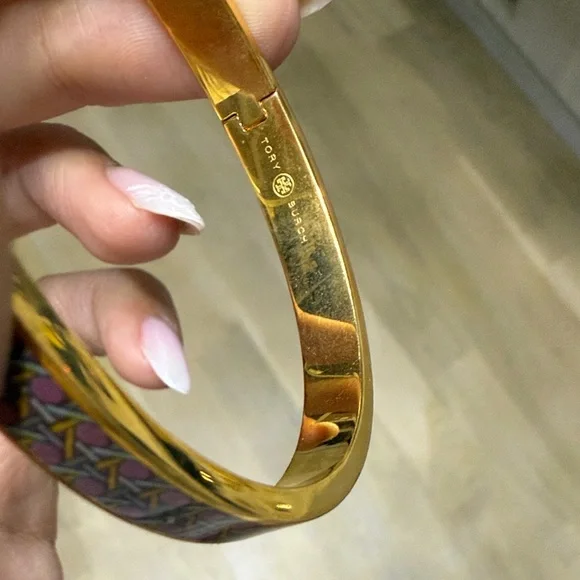 Tory Burch Gold and Pink Patterned Bracelet - Picture 2 of 3